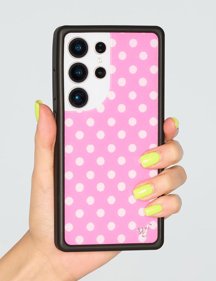 Pink Polka Dot Samsung Galaxy Phone Case with Protective Bumper - Image 9