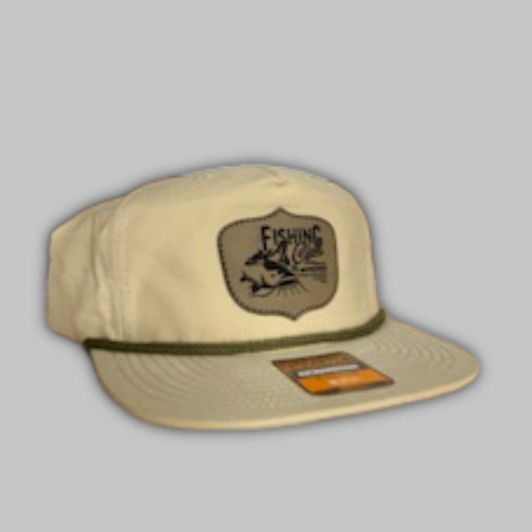 Fishing Club rope hat in solid beige and olive-green colors for outdoor lifestyle
