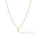 Polished 14k gold plated sapphire-style pendant necklace on a delicate chain.
