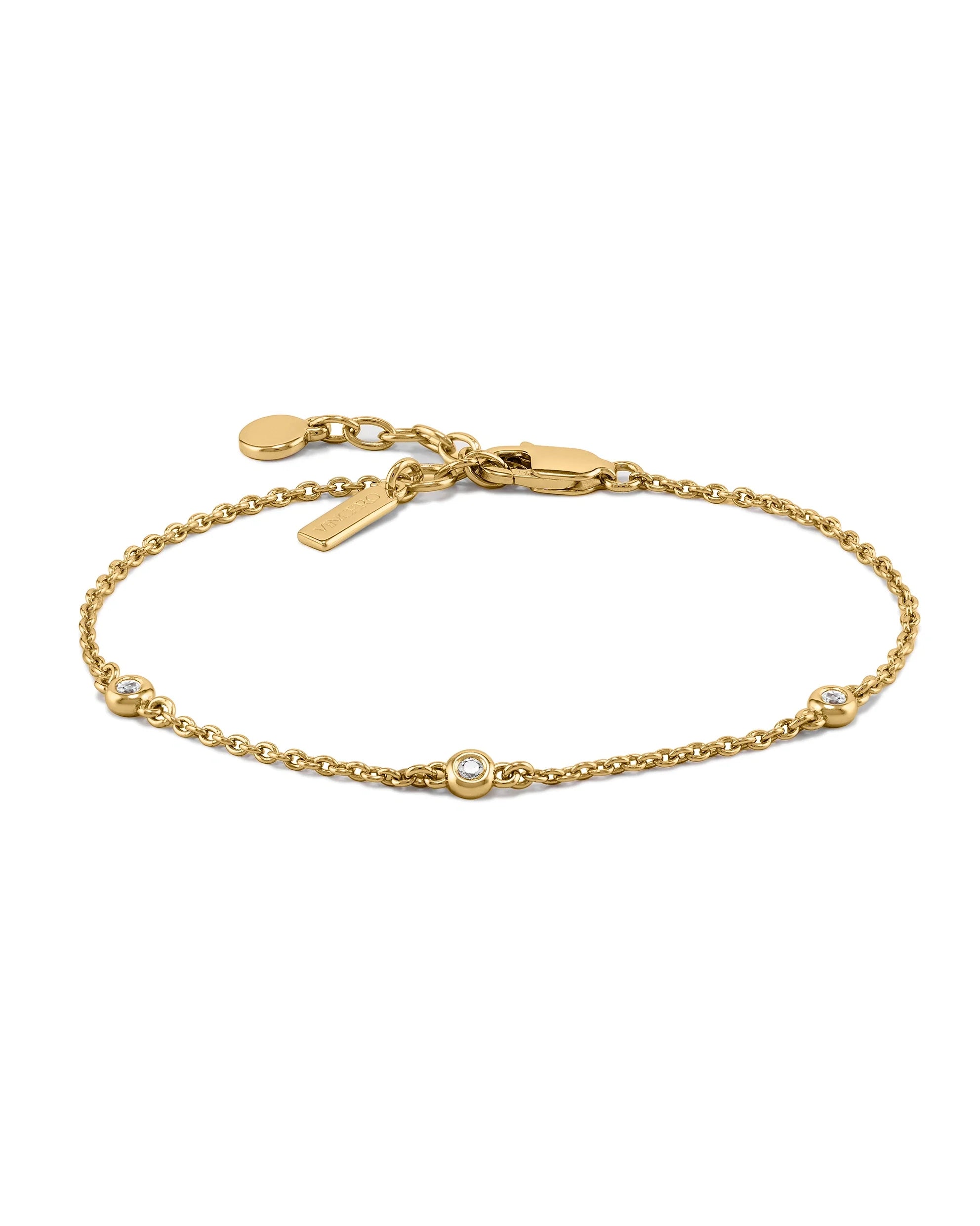 The Sapphire Trio Bracelet in Gold Rolo Chain