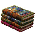 One-of-a-kind handcrafted notebook wrapped in colorful recycled sari fabric