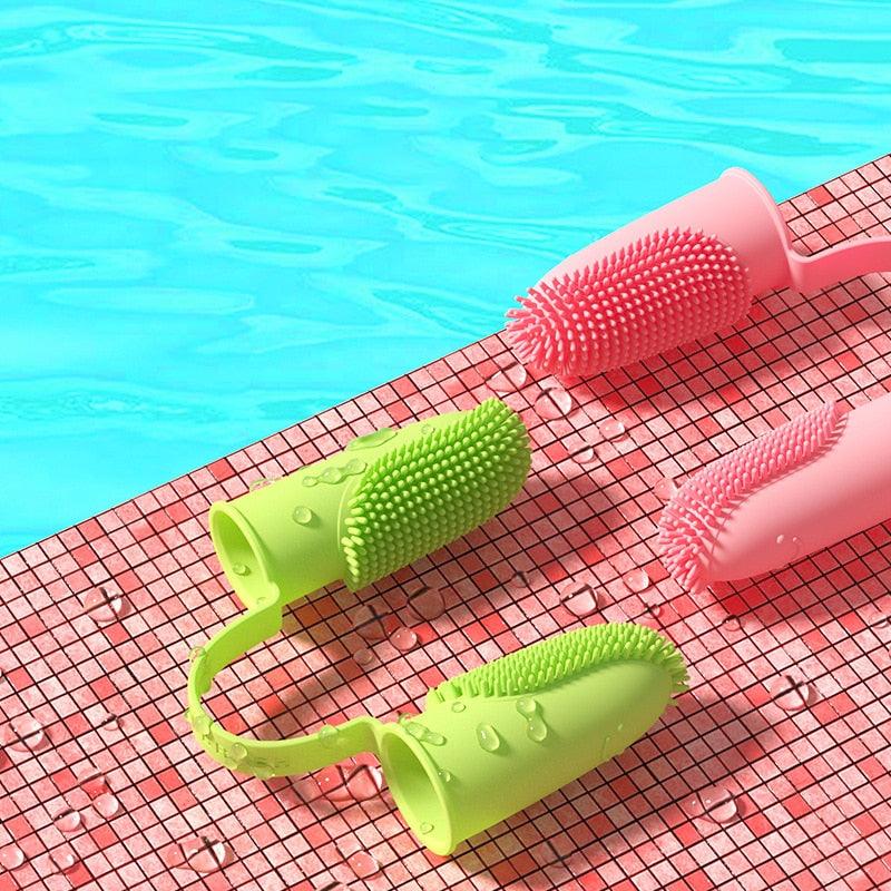 Dual Finger Pet Toothbrush for Dogs & Cats - Pastel Silicone Tool