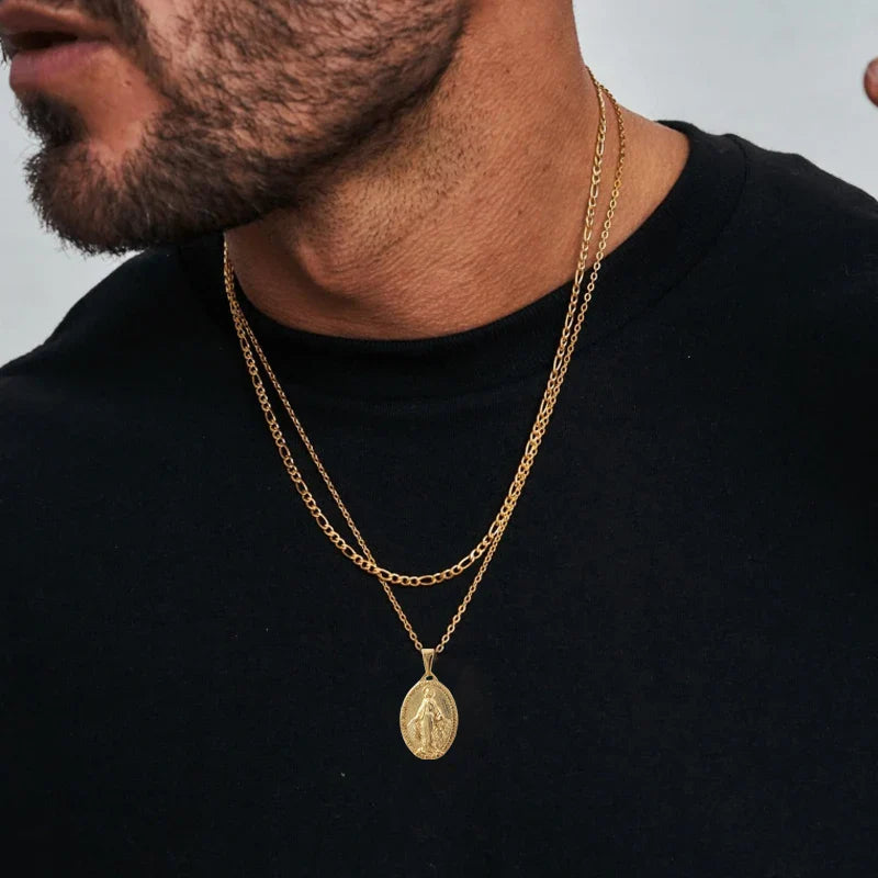 Hot Sale Virgin Mary Pendant Necklace - 18K Gold Plated & 316L Stainless Steel Religious Medallion, Catholic Gifts for Women Men