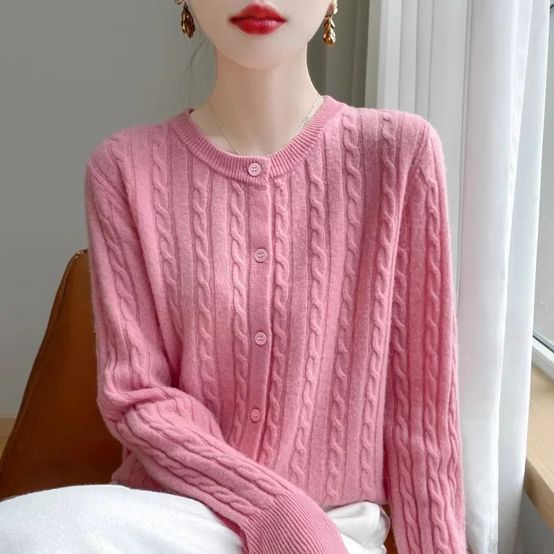 Women's Cable Knit Button Down Cardigan Sweater - Image 23