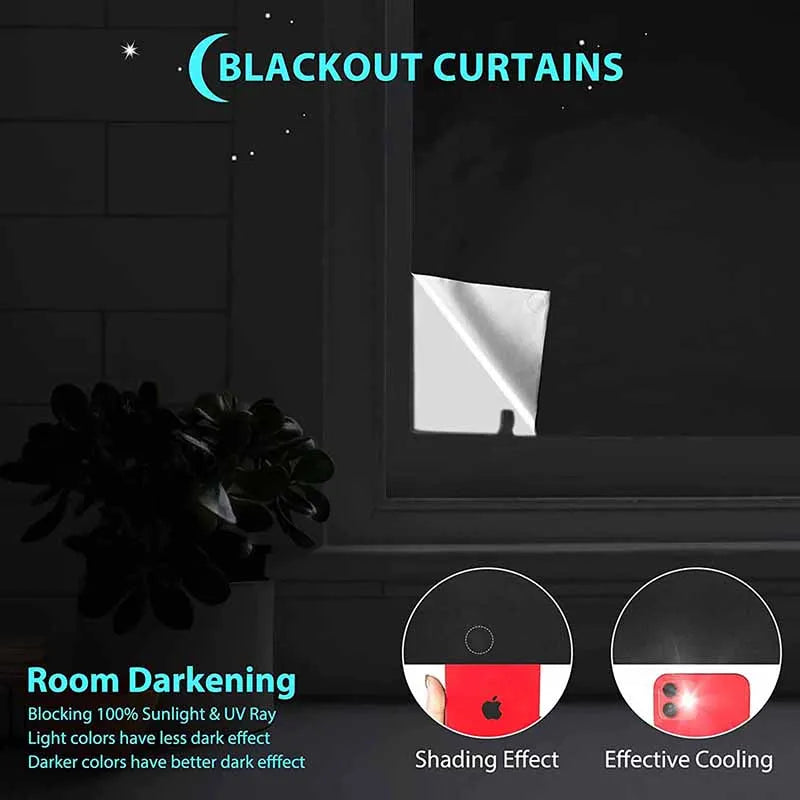 Removable Blackout Window Cloth, 100% Light Blocking Privacy Curtain
