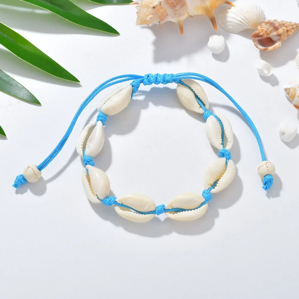Summer Beach Shell Anklet For Women Bohemian Braided Rope Adjustable  Chain Bangle Girls Leisure Vacation Jewelry