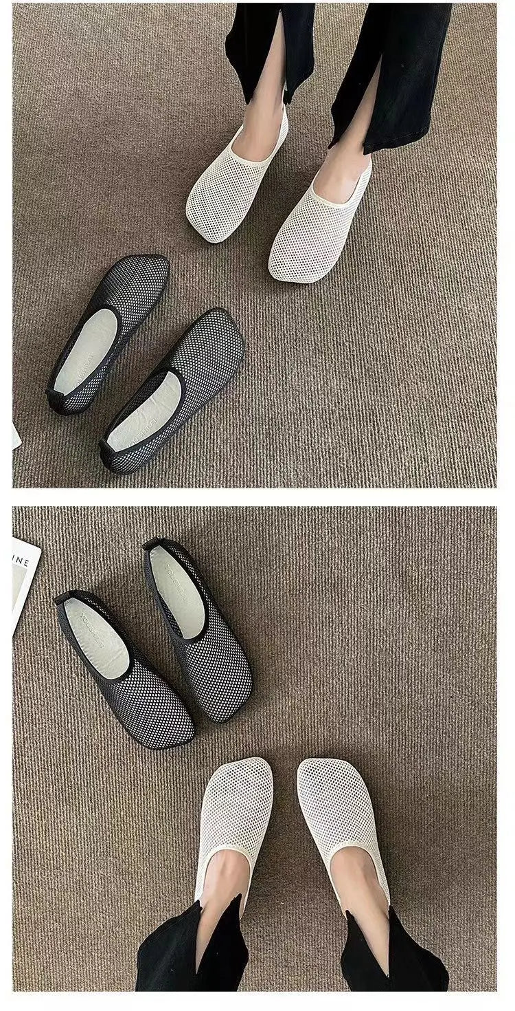 Women's Casual Mesh Slip-On Sandals in Black and White - Image 6