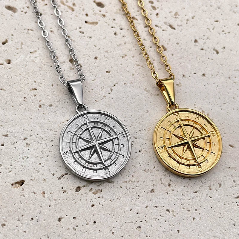 Compass Pendant Necklace Jewelry Hot Sale Vintage 18K Gold Plated Charms For Men Women