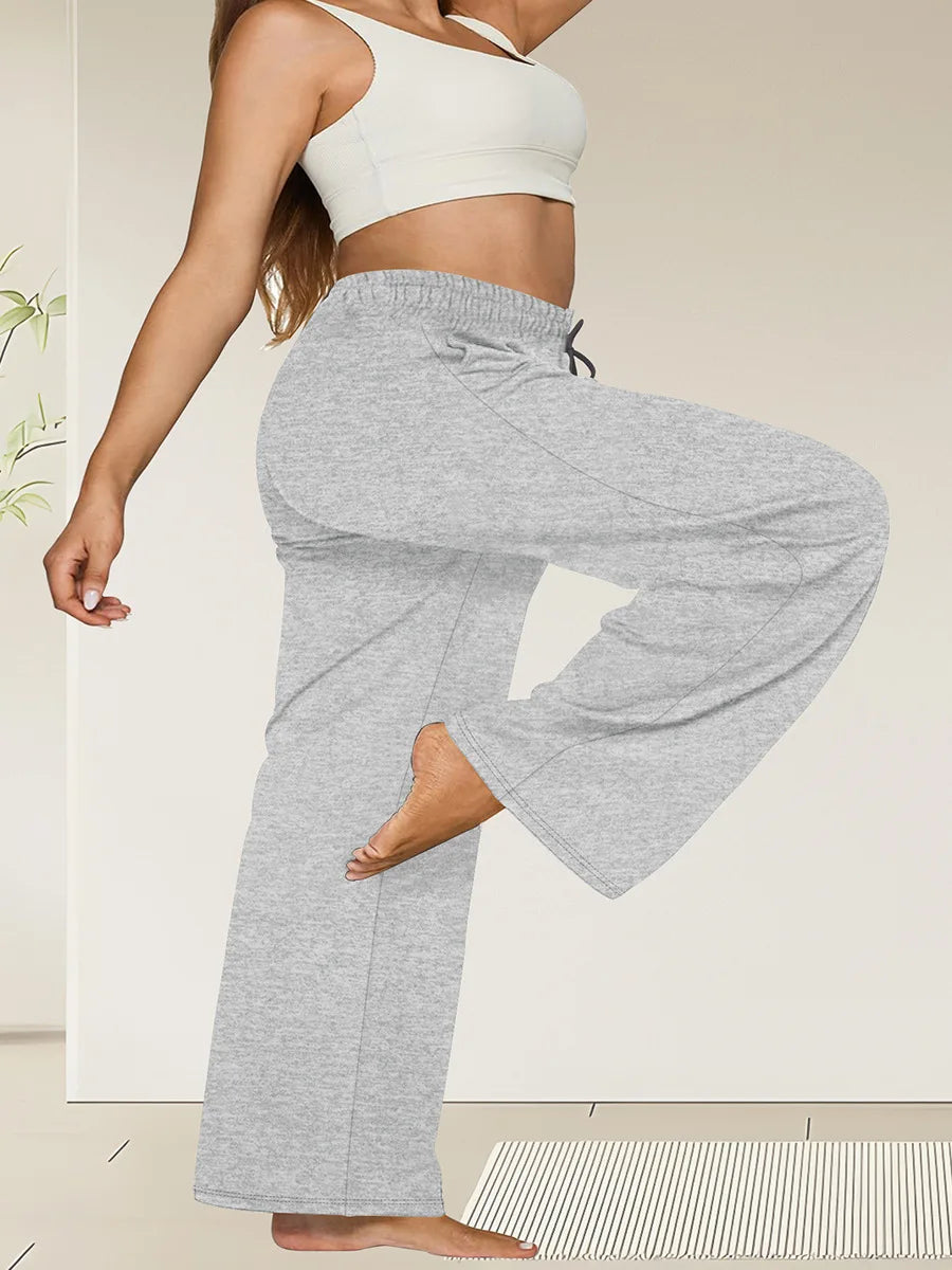 Wide Leg Lounge Trousers with Drawstring Waist and Pockets - Image 37