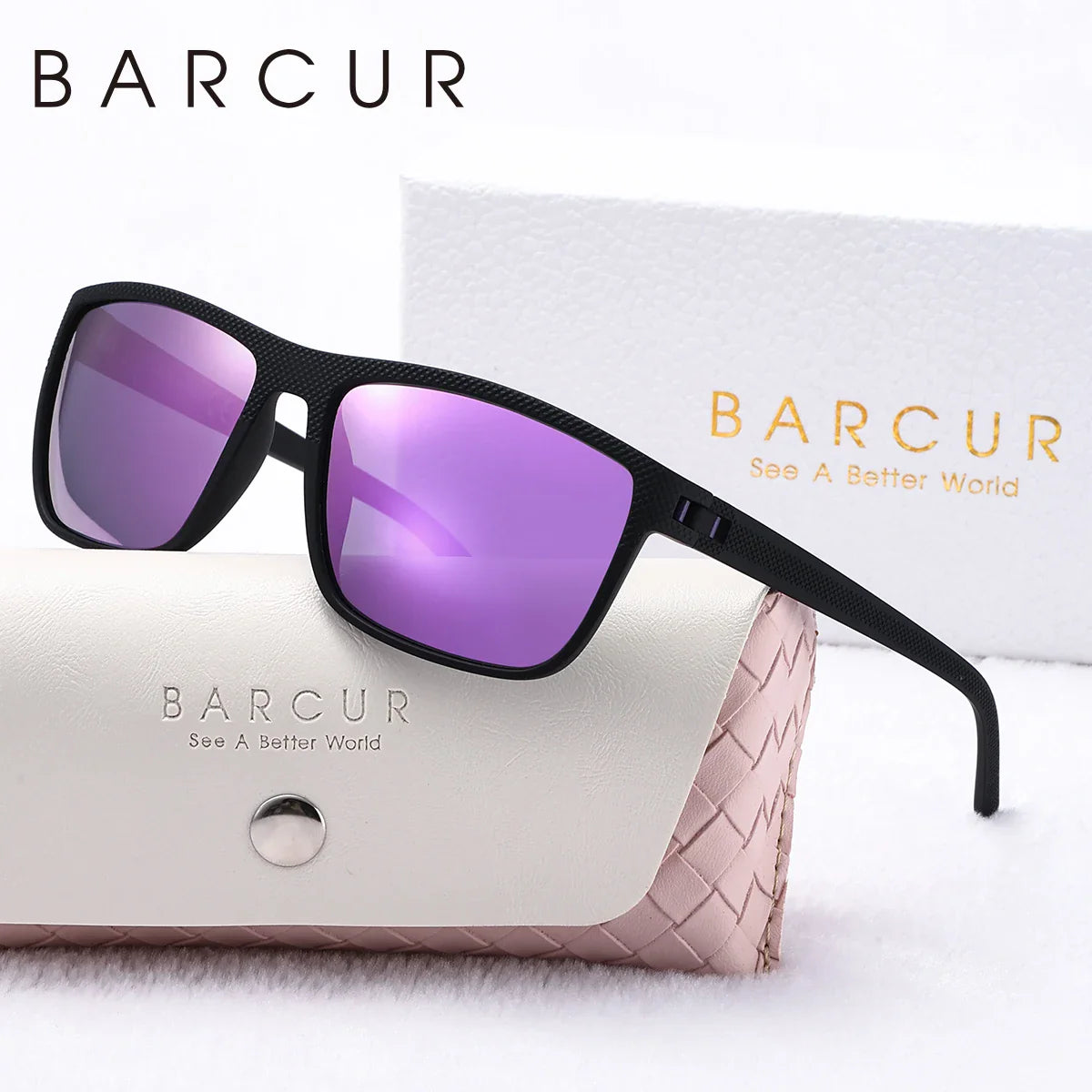 Trendy Square Polarized Sunglasses for Women White Pink Frame