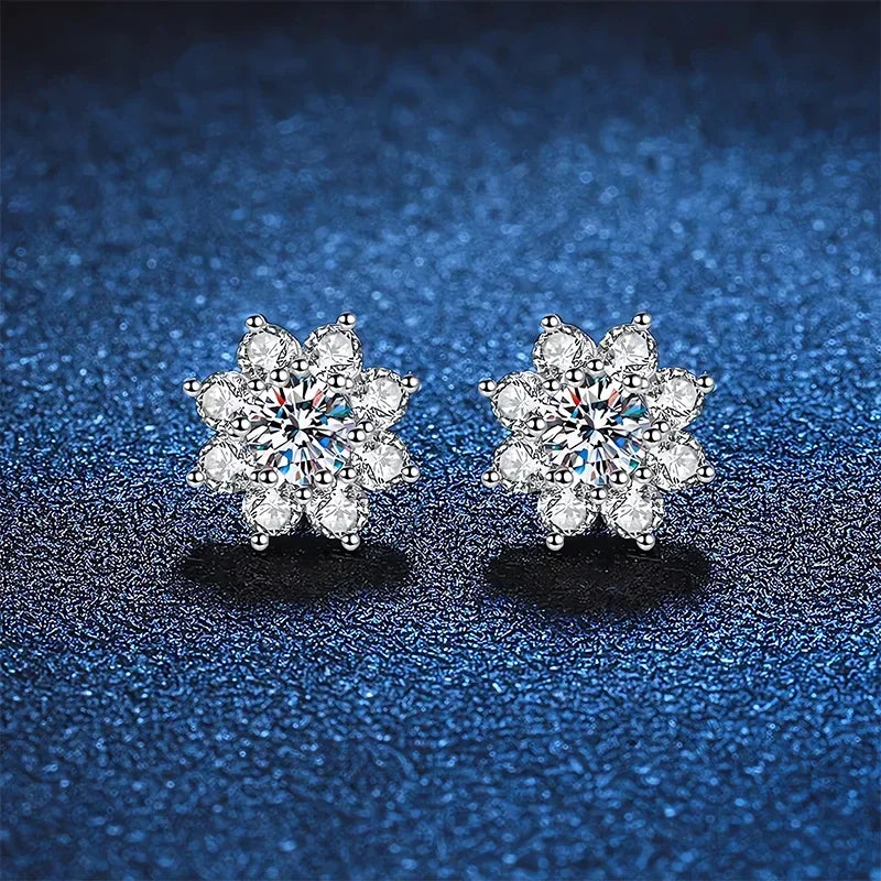 NeeTim 0.5ct Moissanite Stud Earrings For Women 925 Sterling Silver with White Gold Plated Diamond  Ear Studs Wedding Jewelry