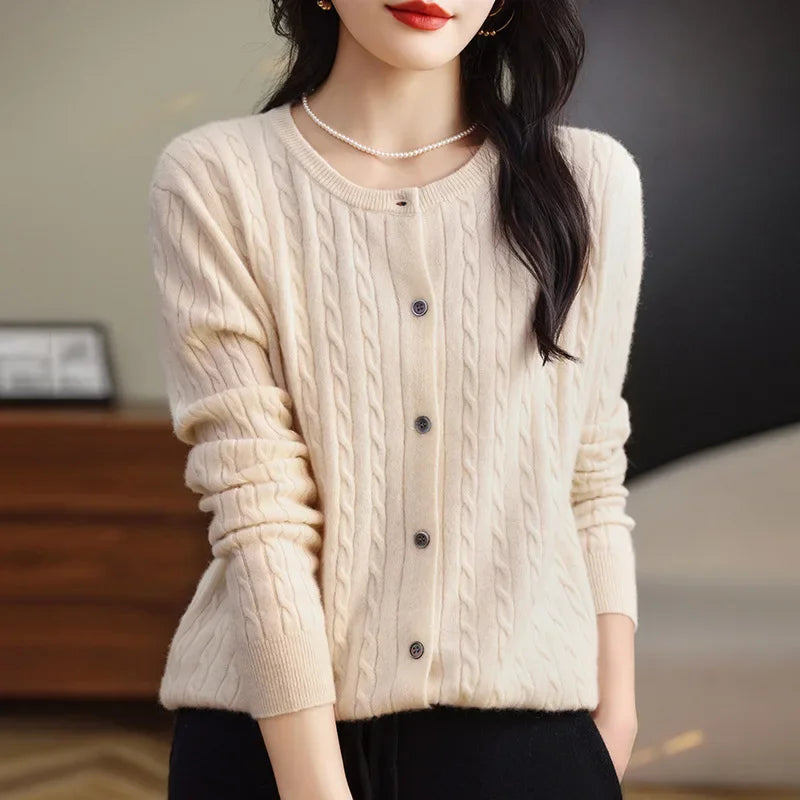Women's Cable Knit Button Down Cardigan Sweater - Image 21