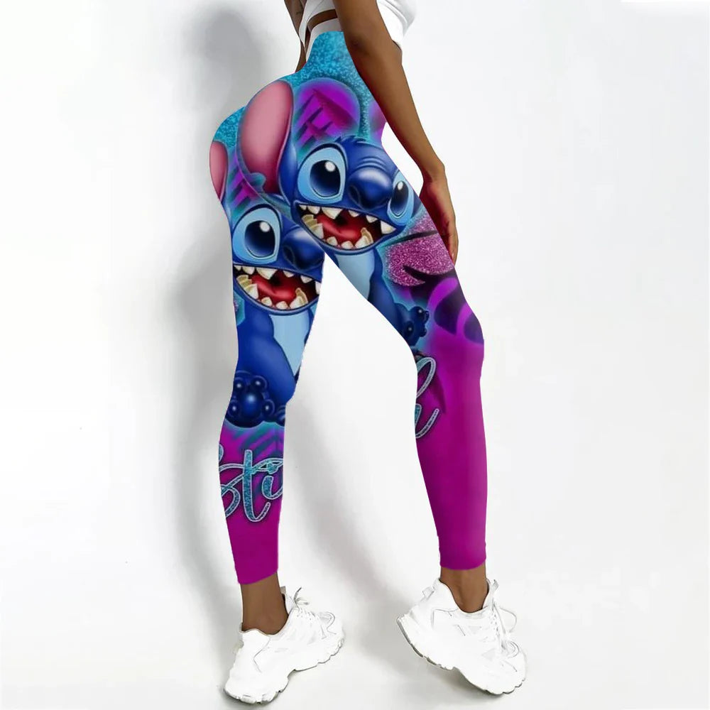 Disney Stitch Printed High Elasticity Tight  Fitness High Waist Pants