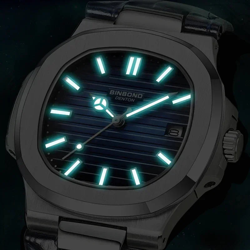 Casual Business New Blue Leather Man Clock Men Luxury Watch Automatic Watches Mens Fashion Quartz Wristwatches Montre Homme 2026