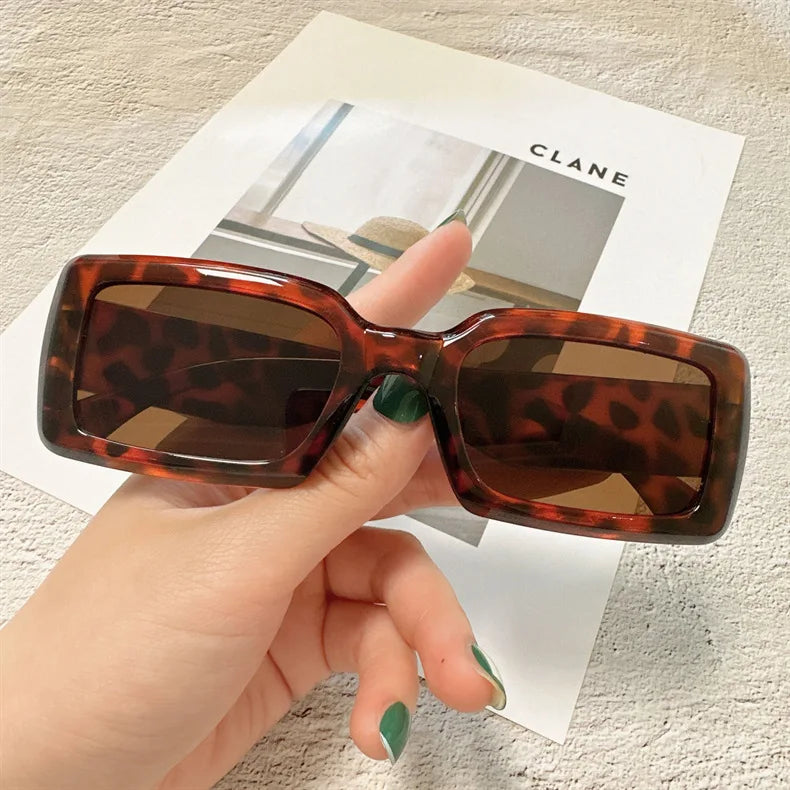 Women's Small Rectangle Sunglasses Modern Outdoor Travel Shades - Image 12