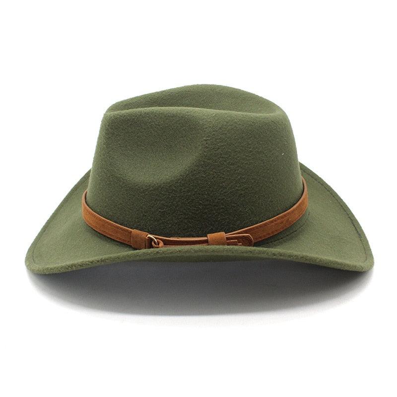 White Western Cowboy Hat for Men Vintage Wide Brim Fedora Style
