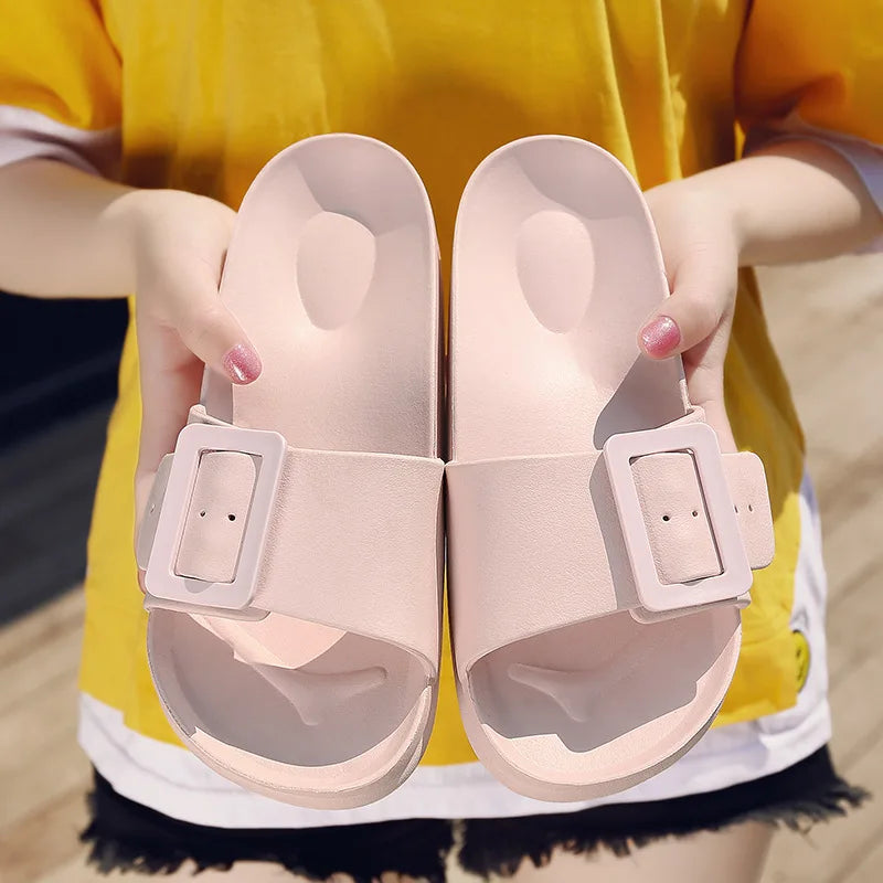 Women's EVA Square Buckle Comfort Slides Lightweight Casual Sandals - Image 2