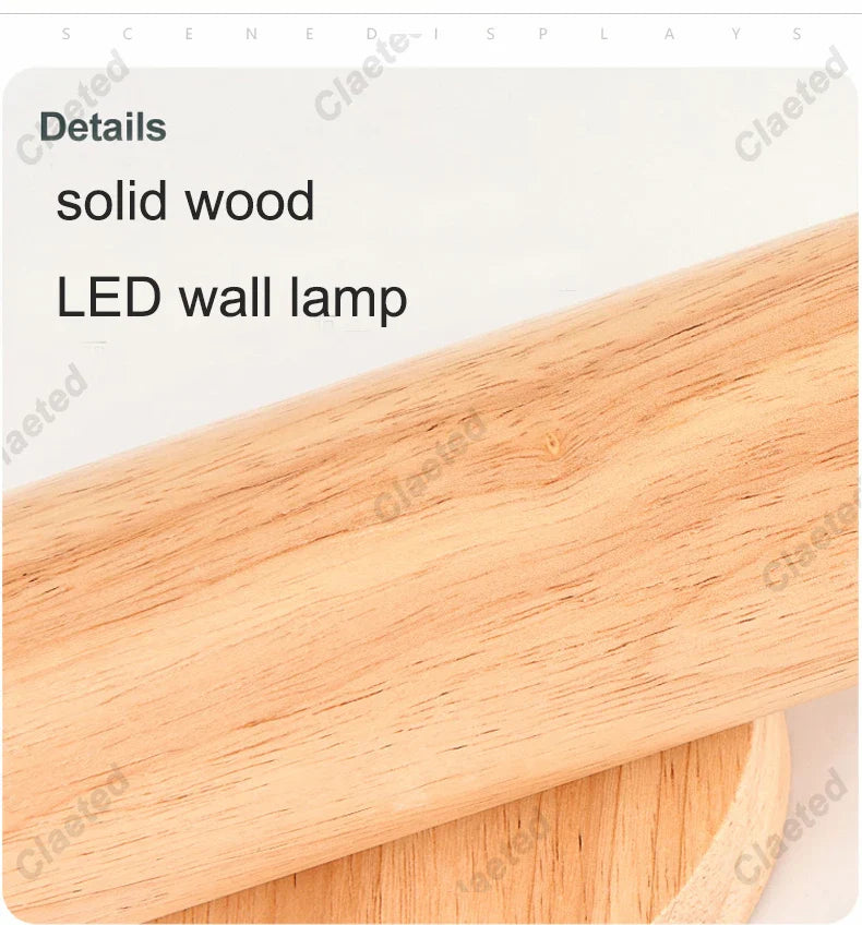 Nordic Style Solide Wood Wall Lamp for Dining Room Bedroom Foyer Chinese Up Down Double Heads  Background Aisle Led Wall Light