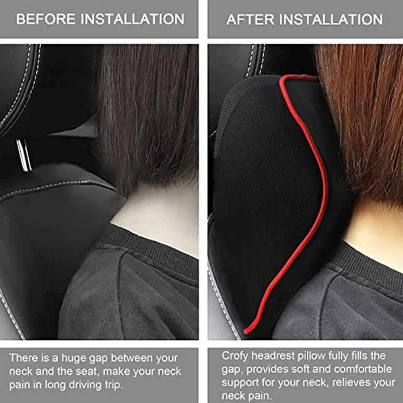 Memory Foam Car Neck and Back Pillow, Headrest and Lumbar Support Cushion Set
