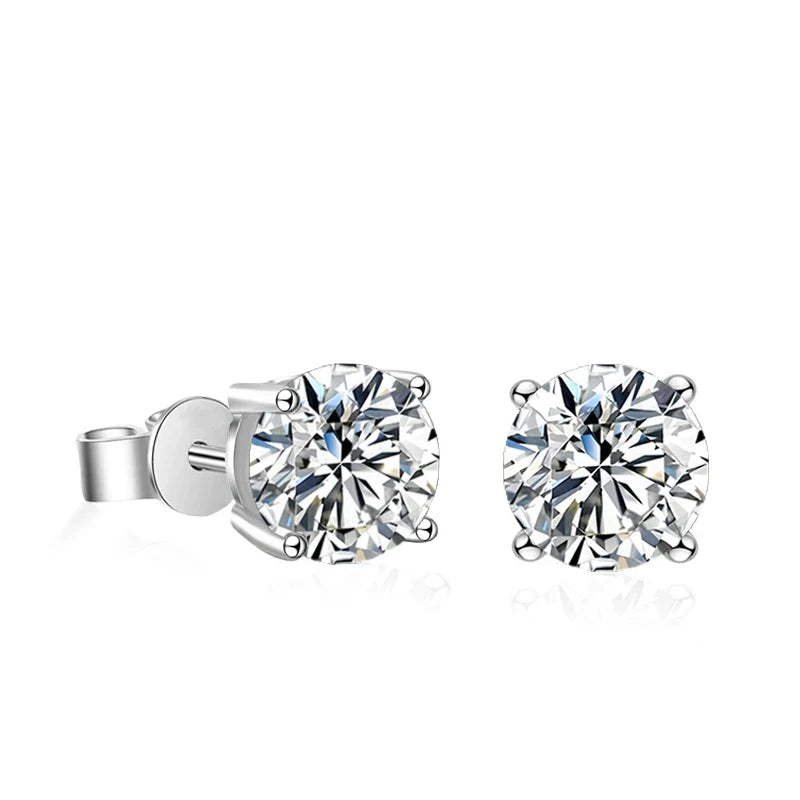 NeeTim 0.2-2ct Moissanite Earrings For Women 925 Sterling Silver Ear Studs with Yellow Gold Plated Lab Diamond Wedding Jewelry