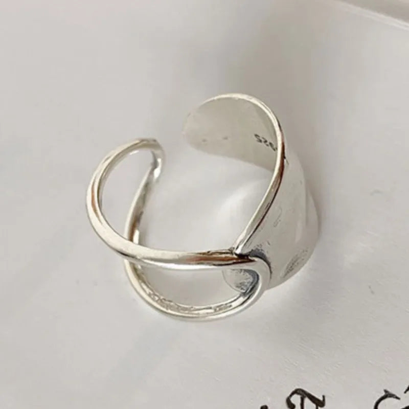 925 Sterling Silver Chain Knot Ring For Women Wrap Wide Band Rock Geometry Punk Jewelry Gift Wholesale Dropshipping