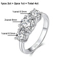 NeeTim 4CT Moissanite Engagement Ring for Women 3-stone S925 Sterling Silver with Gold Plated Wedding Band Promise Diamond Rings