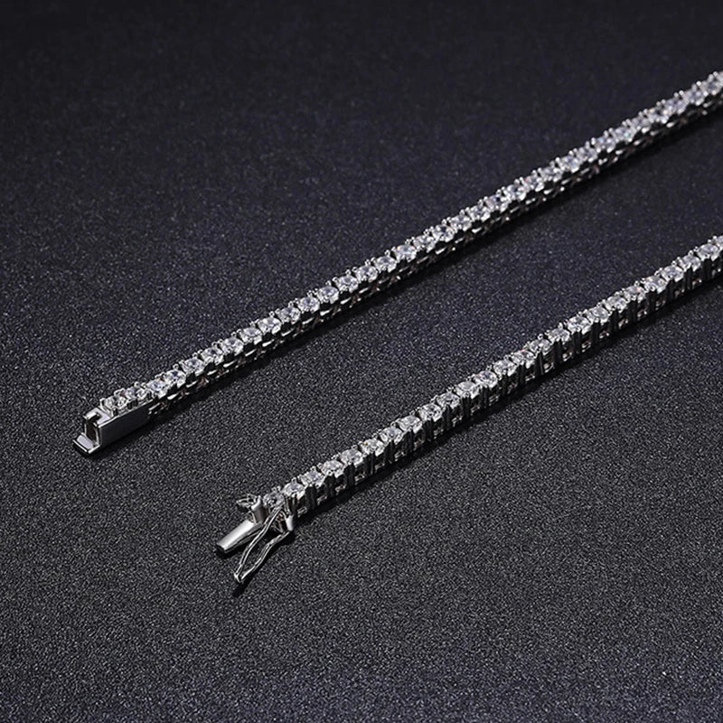 NeeTim 2.5mm Full Moissanite Tennis Necklace 925 Sterling Silver with Gold Plated Necklaces Neck Chain Fine Jewelry for Women