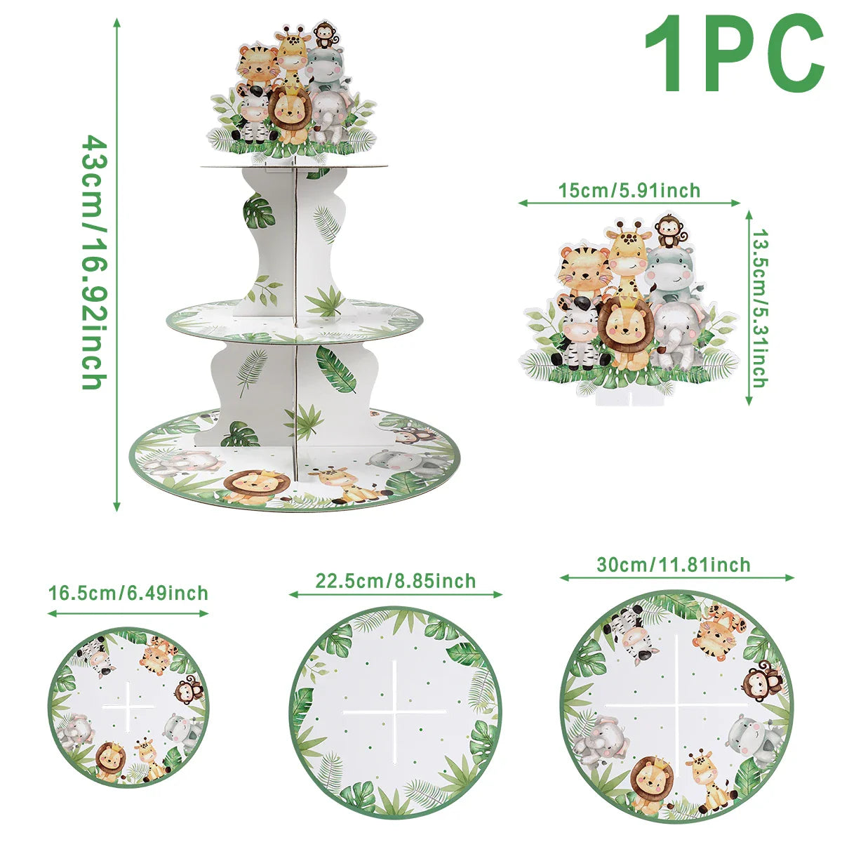 Jungle Animals Safari Cupcake Stand Baby Shower Birthday Party Decorations Cupcake Holder Kids Wild One Party Supplies