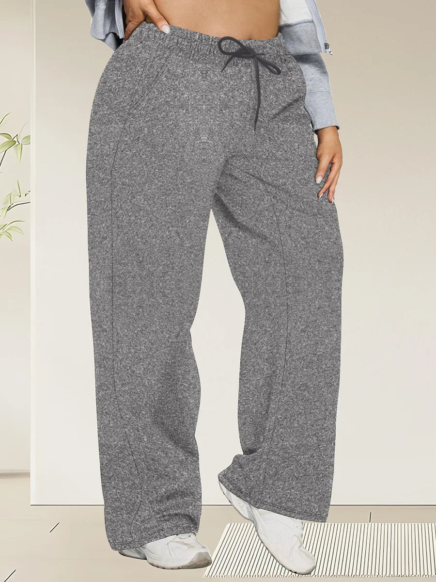 Wide Leg Lounge Trousers with Drawstring Waist and Pockets - Image 34