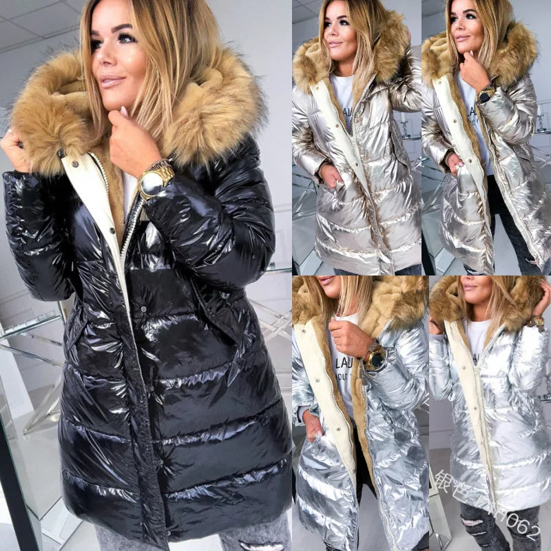 Women's Puffer Jacket – Faux Fur Collar