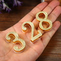 1PCS Metal House Number with Imitation Diamond Self-Adhesive Door Numbers for Apartment Hotel Home Mail Box Label Outddoor #0-9