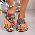 Women’s Boho Flat Printed Slippers Comfortable Ethnic Sandals