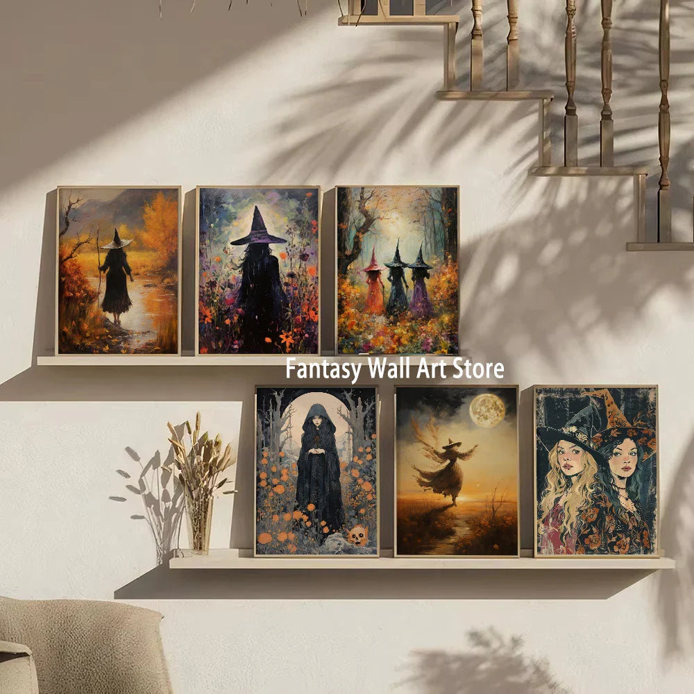 Witch Magical Art Print Full Moon Dark Romantic Wall Decor Poster - Image 2