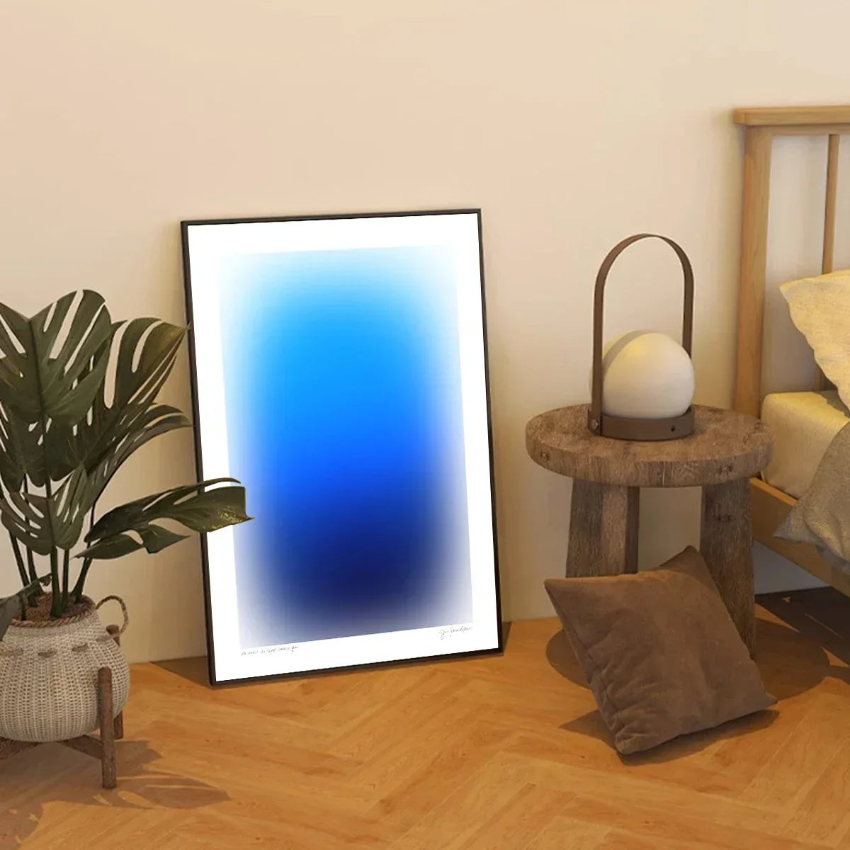Modern , Minimalist, Wall Art, Gradient Swoosh Blue Orange, HD Canvas Print Poster, Home Living Room, Room Decoration