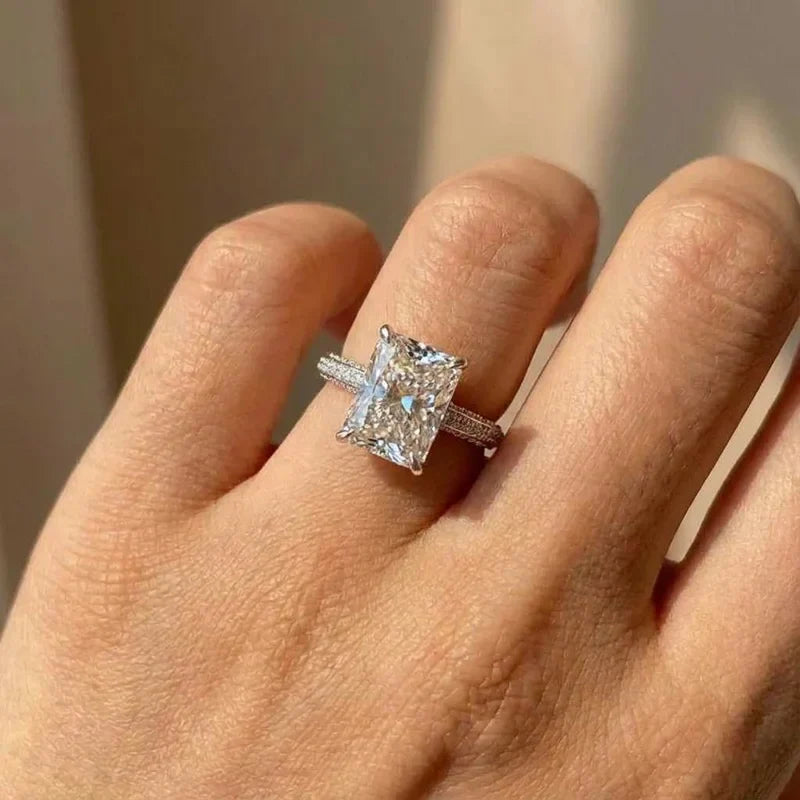 925 Sterling Silver Simple and Elegant Rectangle Cut CZ Rings for Women Luxury Engagement Wedding Bridal Accessories Jewelry