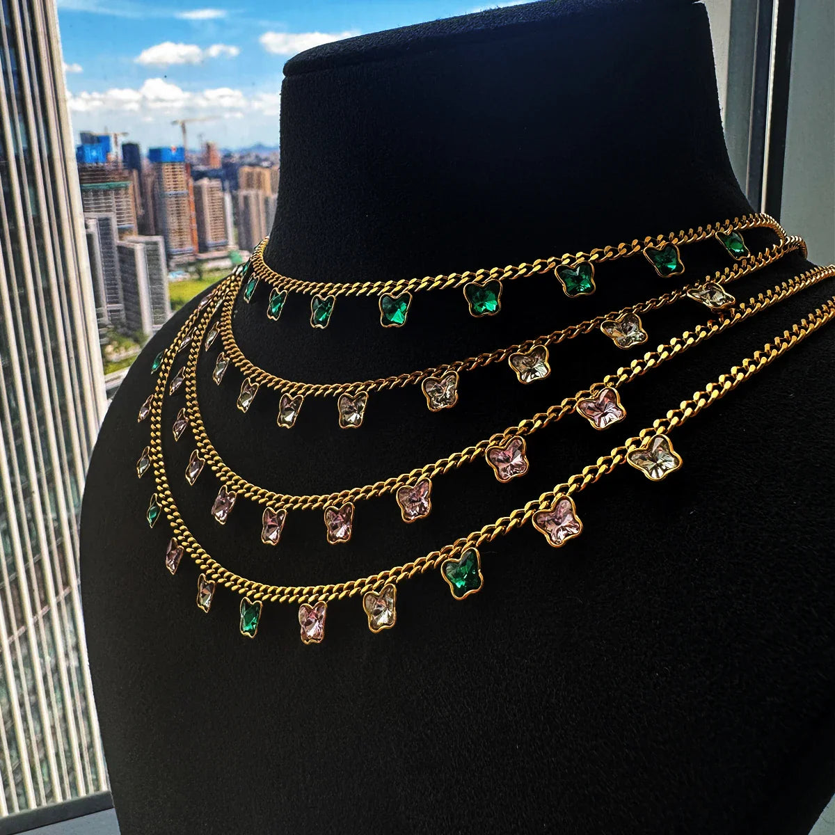 Luxury Zircon Butterfly Pendant Necklaces For Women Stainless Steel Gold Color Chain Collar Necklace 2025 New Wedding Jewelry