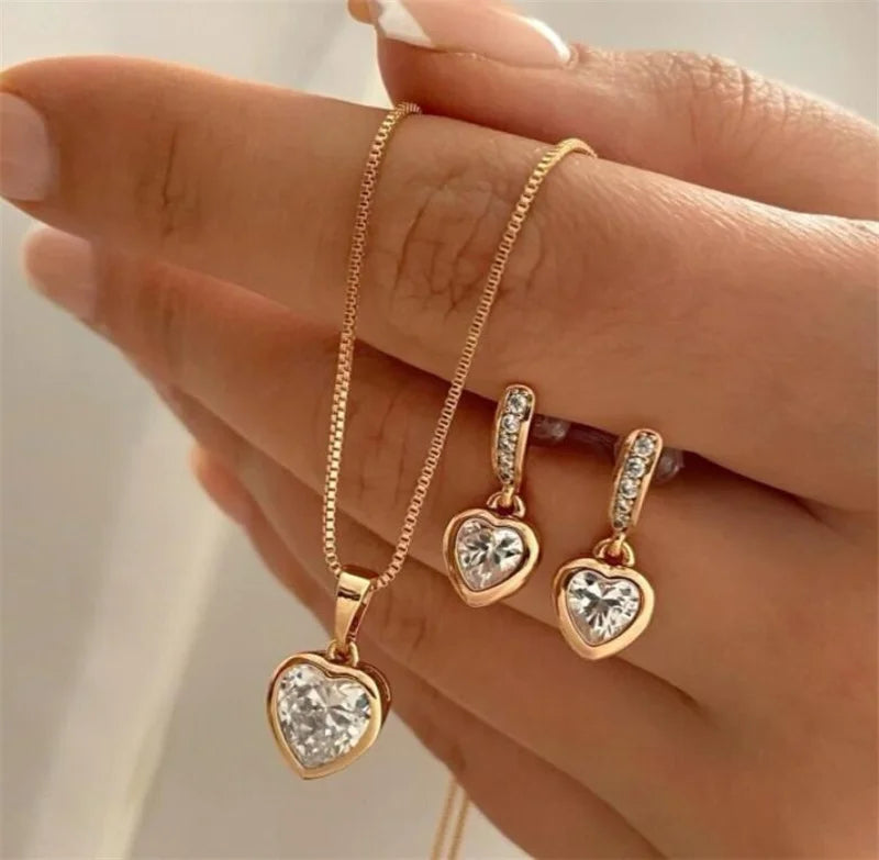 Round Pearl Jewelry Set Of Earring Pendant Necklace