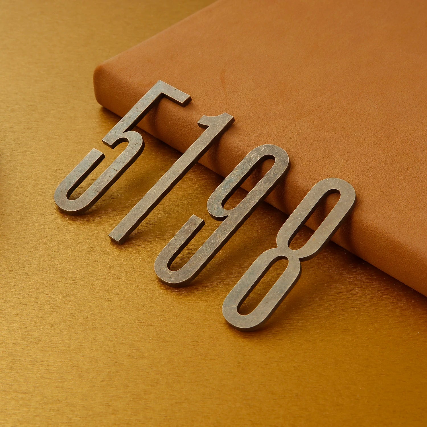 Bronze Door Number with Backing Adhesive 7cm Metal House Number Apartment Door Number for Outdoor Hotel Home Mailbox Label