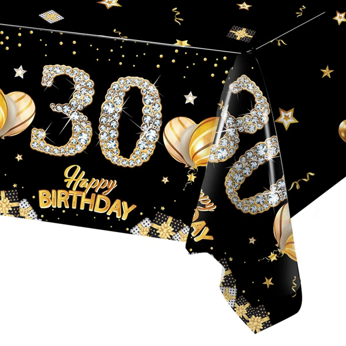 Black Birthday Plastic Tablecloth 18 30 40 50 60 Year Birthday Party Decor Kids Women Birthday Party Supplies Favors Anniversary