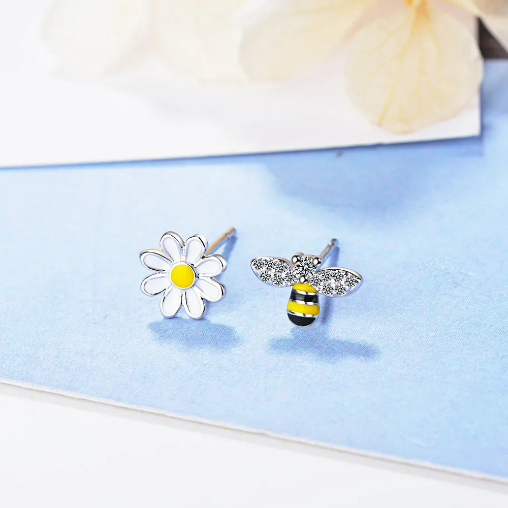 925 Sterling Silver Flower Bee Stud Earrings For Women Wedding Party Luxury  Jewelry Accessories Wholesale Money 925