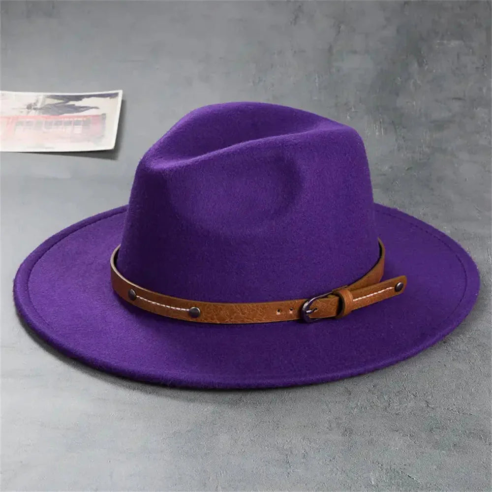 Unisex Wool Fedora – Flat-Brim Felt Hat for Fall & Winter
