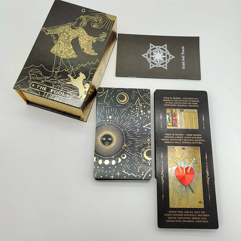 Classical Gold Foil Waterproof Tarot Cards With Megnet Box As Special Gift