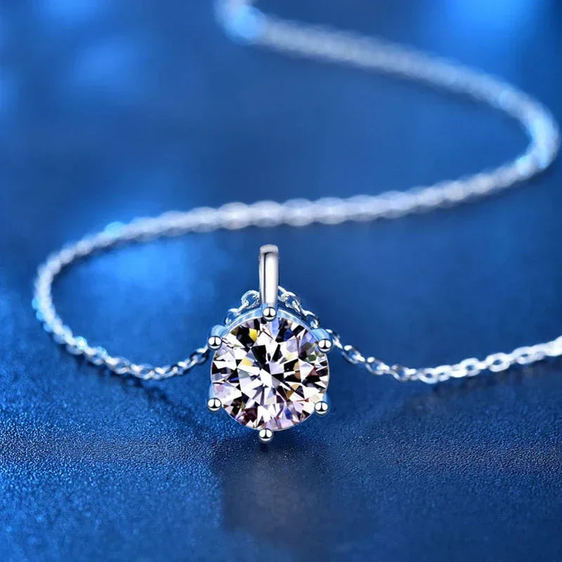 NeeTim 2.0ct VVS1 D Color Moissanite Necklace 925 Soild Sterling Silver Chain with Certificate Fine Jewelry for Woman