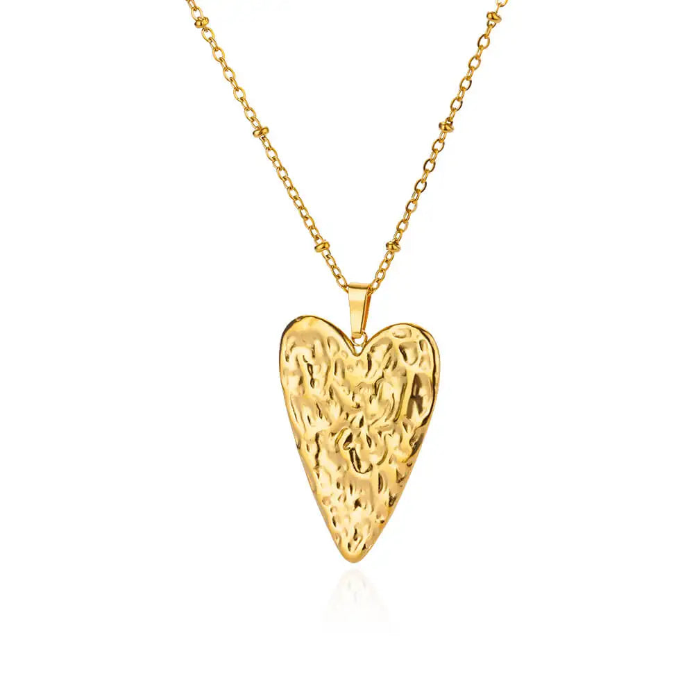 Trendy Heart Pendant Stainless Steel Pleated Necklaces For Women Trendy Gold Color Aesthetic Pendant Necklace Jewelry Accessory