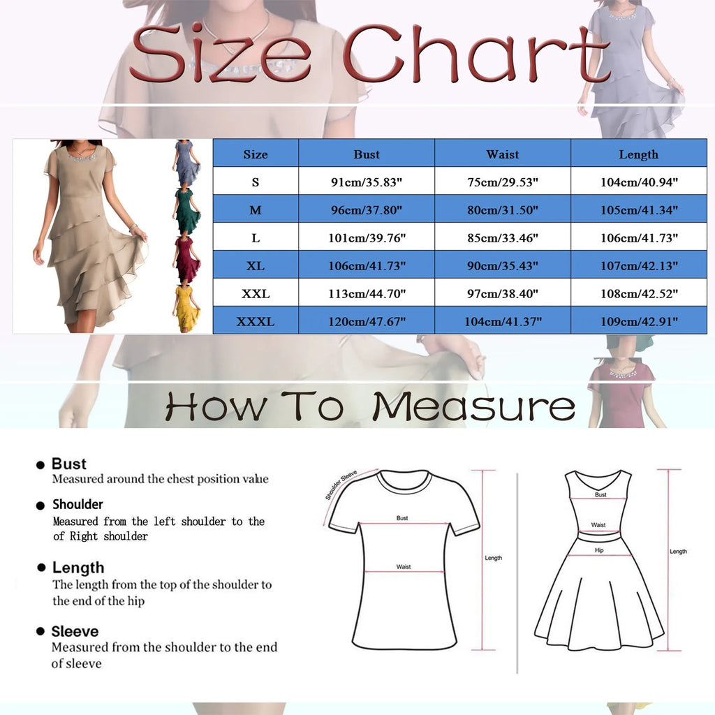Women's Round Neck Chiffon Layered Midi Dress in Dusty Blue - Image 9