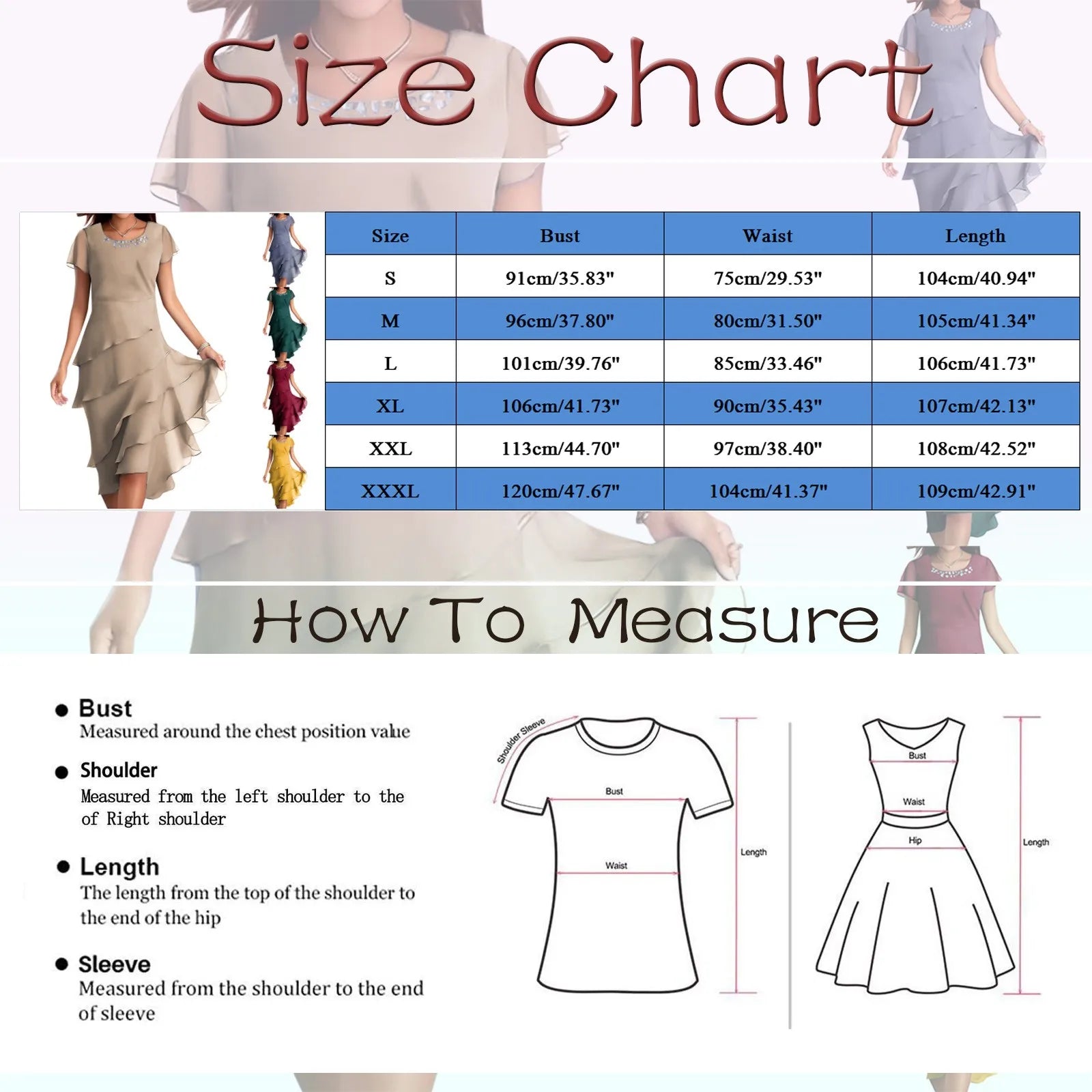Women's Round Neck Chiffon Layered Midi Dress in Dusty Blue - Image 9