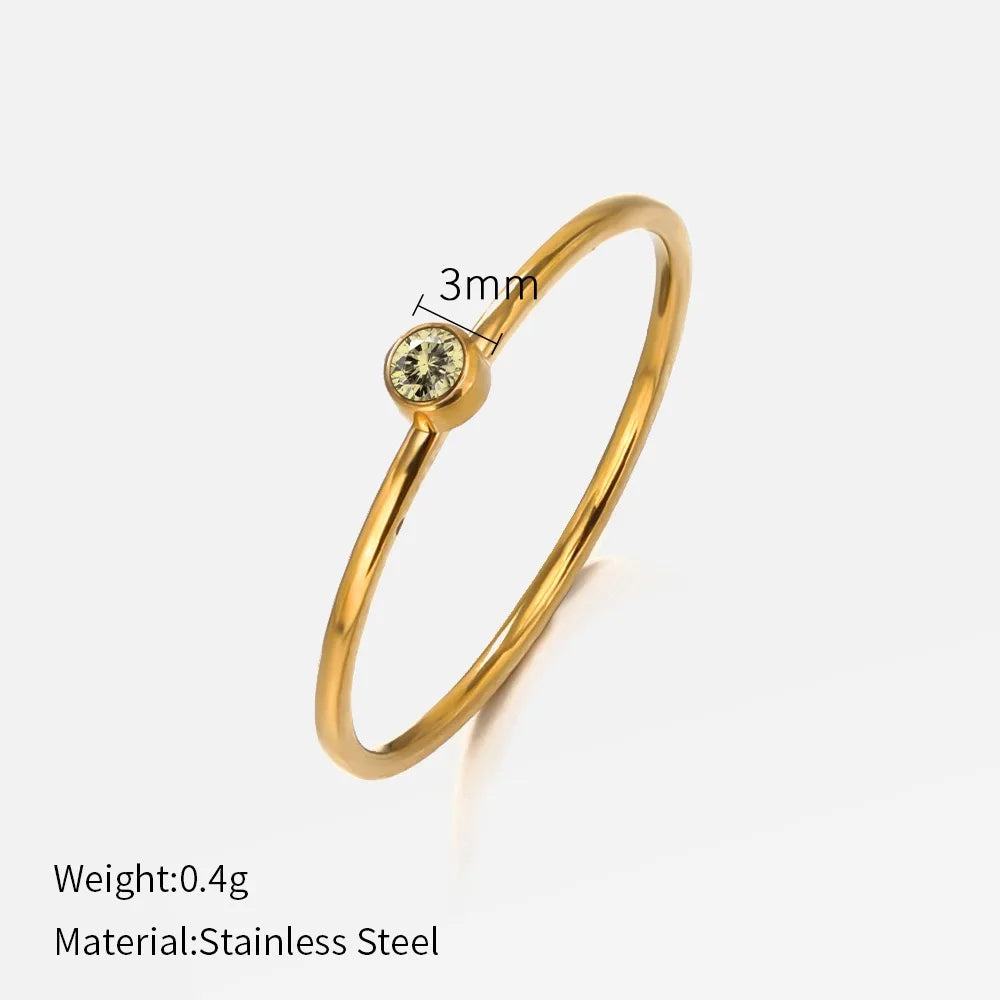 14k Gold Plated Stainless Steel Birthstone Ring