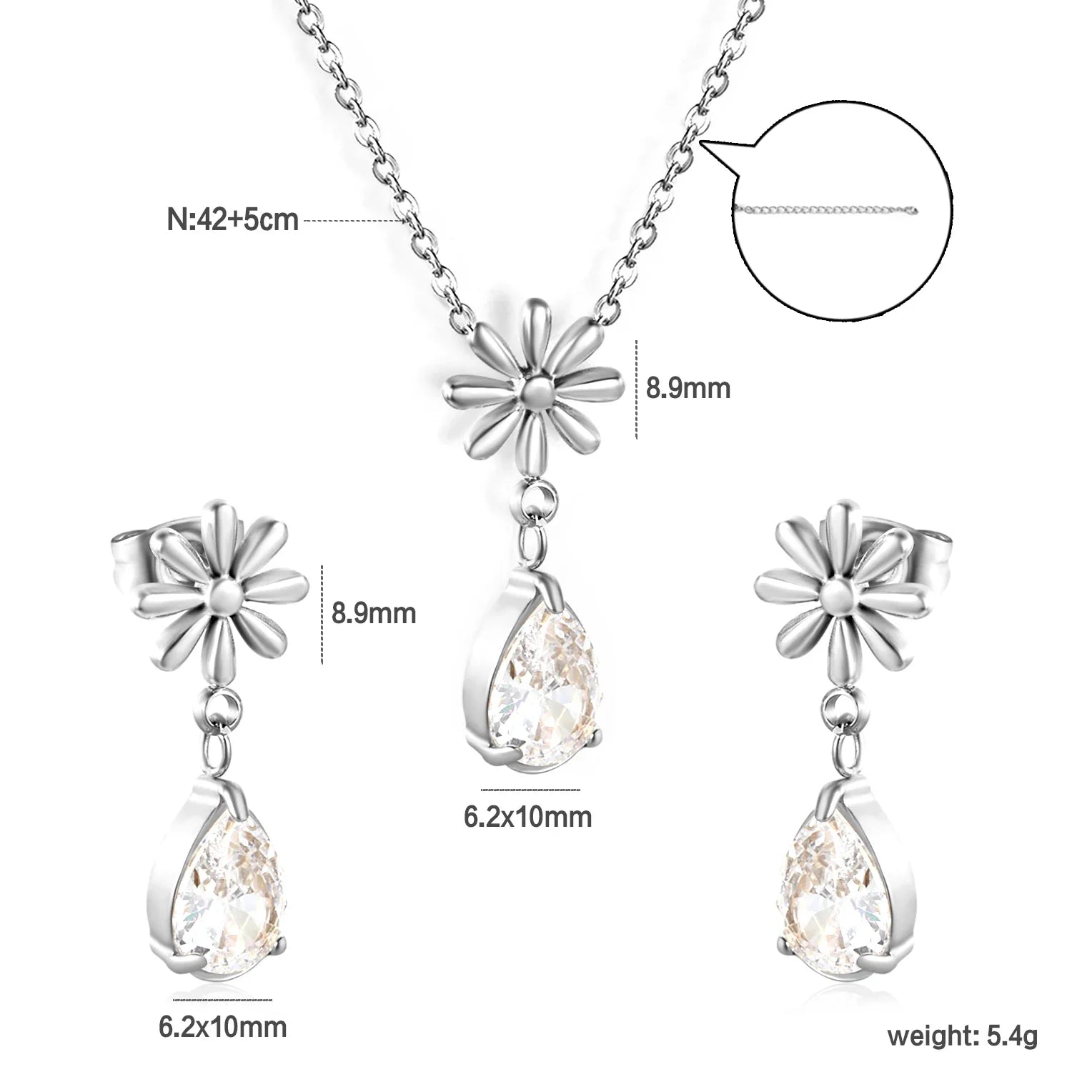 Crystal Jewelry Set Waterproof Sparkle  Shine