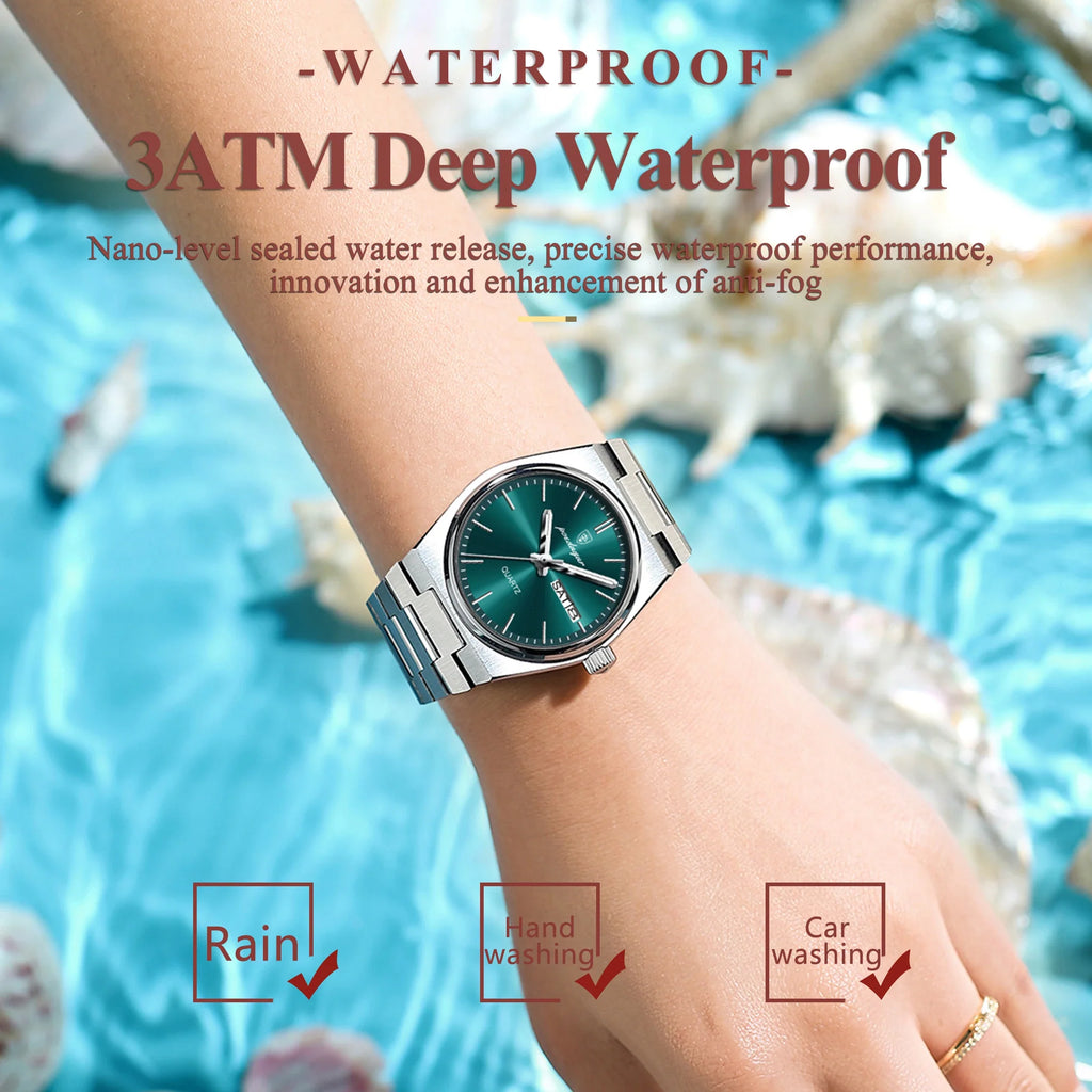 POEDAGAR Luxury Woman Watch Waterproof Luminous Fashion Quartz Ladies Wristwatch Date Week Stainless Steel Women's Watches Reloj