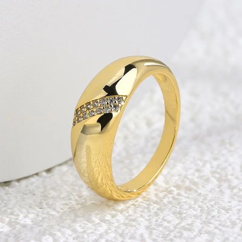 Hot Selling 925 Sterling Silve Gold Colour Ring Fashion Women's Classic Simple Couple's Wedding Ring Engagement Party Jewelry